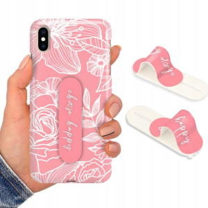 Etui + Uchwyt do iPHONE XS MAX Kwiaty Flower Wzory