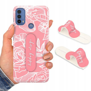Etui + Uchwyt do MOTOROLA E20s Kwiaty Flower Wzory