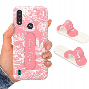Etui + Uchwyt do MOTOROLA E6S Kwiaty Flower Wzory