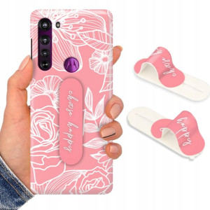 Etui + Uchwyt do MOTOROLA EDGE Kwiaty Flower Wzory