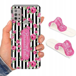 Etui + Uchwyt do MOTOROLA G10 POWER Flower Wzory