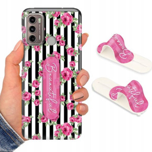Etui + Uchwyt do MOTOROLA G60 4G Case Flower Wzory
