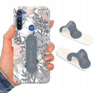 Etui + Uchwyt do MOTOROLA G8 Kwiaty Flower Wzory