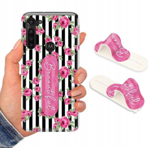 Etui + Uchwyt do MOTOROLA G8 POWER Flower Wzory