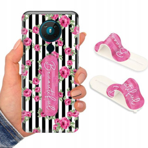Etui + Uchwyt do NOKIA 5.3 Kwiaty Flower Top Wzory