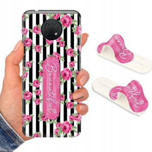 Etui + Uchwyt do NOKIA G10 Kwiaty Flower Top Wzory