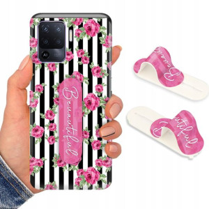 Etui + Uchwyt do OPPO A94 4G Kwiaty Flower Wzory