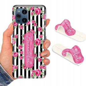 Etui + Uchwyt do OPPO FIND X3 Kwiaty Flower Wzory