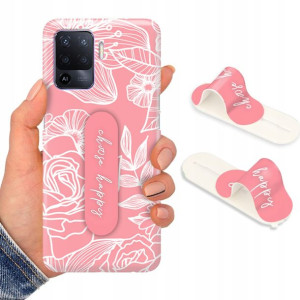 Etui + Uchwyt do OPPO RENO 5F Kwiaty Flower Wzory