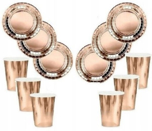 Kubeczki Talerzyki Rose Gold Zestaw 6 Szt