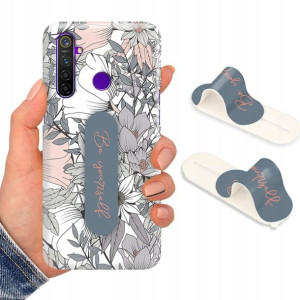 Etui + Uchwyt do REALME 5 PRO Kwiaty Flower Wzory