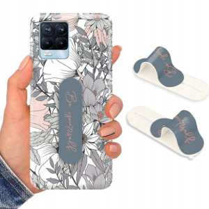 Etui + Uchwyt do REALME 8 Case Kwiaty Flower Wzory