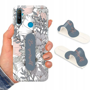 Etui + Uchwyt do REALME C3 Kwiaty Flower Top Wzory