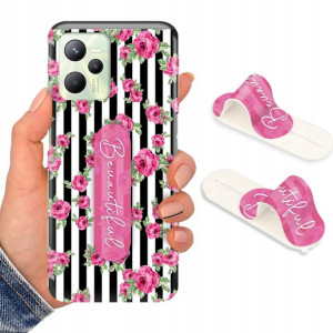 Etui + Uchwyt do REALME C35 Kwiaty Flower Wzory