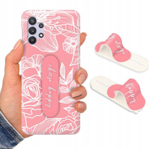 Etui + Uchwyt do SAMSUNG A32 Kwiaty Flower Wzory