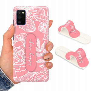 Etui + Uchwyt do SAMSUNG A41 Kwiaty Flower Wzory