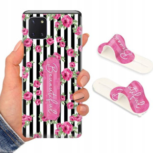 Etui + Uchwyt do SAMSUNG A81 Kwiaty Flower Wzory