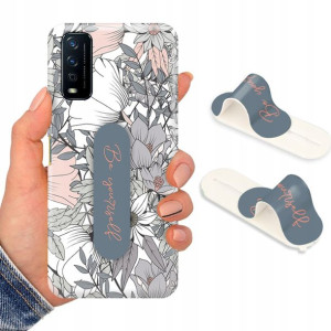Etui + Uchwyt do VIVO Y21 2021 Kwiaty Flower Wzory