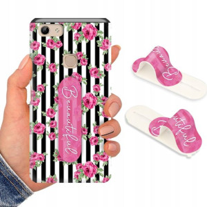 Etui + Uchwyt do VIVO Y81 Case Kwiaty Flower Wzory