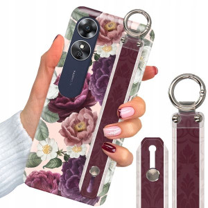 Etui 2mm + Pasek do OPPO A17 Flower Kwiaty Wzory