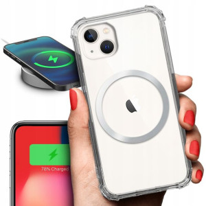Etui Antishock + MAGSAFE Srebrny do IPHONE 14 PLUS