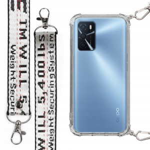 Etui Antishock + Mocna Smycz Biała do OPPO A54s