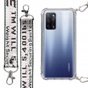 Etui Antishock + Mocna Smycz Biała do OPPO A55 5G