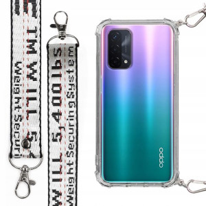 Etui Antishock + Mocna Smycz Biała do OPPO A74 5G