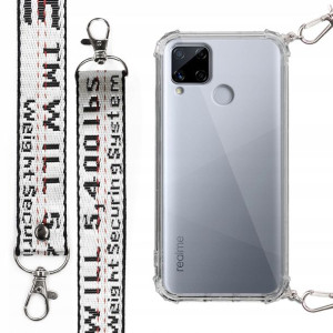 Etui Antishock + Mocna Smycz Biała do REALME C15