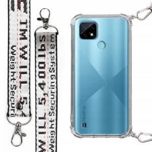 Etui Antishock + Mocna Smycz Biała do REALME C21