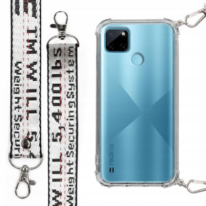 Etui Antishock + Mocna Smycz Biała do REALME C25Y