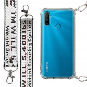 Etui Antishock + Mocna Smycz Biała do REALME C3