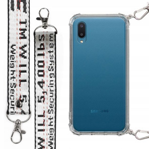 Etui Antishock + Mocna Smycz Biała do SAMSUNG A02