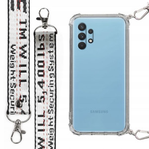 Etui Antishock + Mocna Smycz Biała do SAMSUNG A32