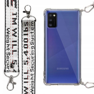 Etui Antishock + Mocna Smycz Biała do SAMSUNG A41