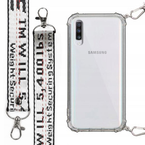 Etui Antishock + Mocna Smycz Biała do SAMSUNG A70