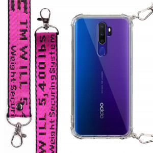 Etui Antishock + Mocna Smycz Fuksja do OPPO A11