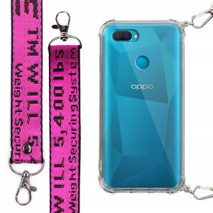 Etui Antishock + Mocna Smycz Fuksja do OPPO A12