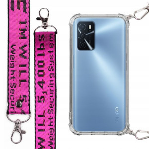 Etui Antishock + Mocna Smycz Fuksja do OPPO A16s