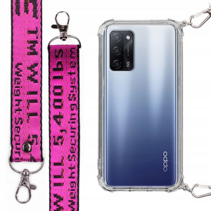 Etui Antishock + Mocna Smycz Fuksja do OPPO A55 5G
