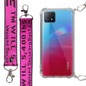 Etui Antishock + Mocna Smycz Fuksja do OPPO A72 5G