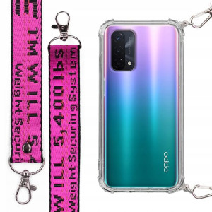 Etui Antishock + Mocna Smycz Fuksja do OPPO A74 5G