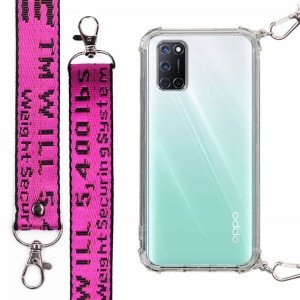 Etui Antishock + Mocna Smycz Fuksja do OPPO A92