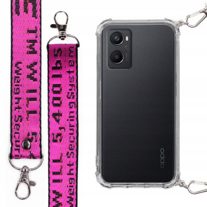Etui Antishock + Mocna Smycz Fuksja do OPPO A96 4G