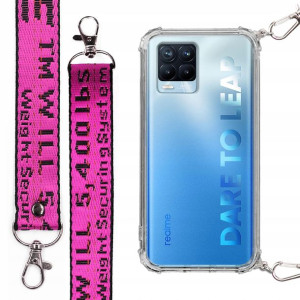 Etui Antishock + Mocna Smycz Fuksja do REALME 8