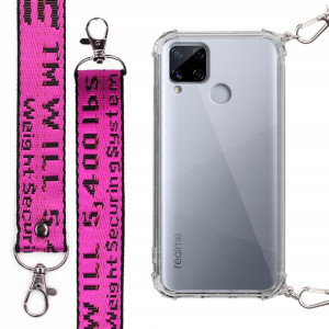 Etui Antishock + Mocna Smycz Fuksja do REALME C15
