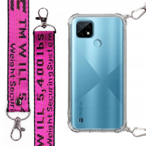 Etui Antishock + Mocna Smycz Fuksja do REALME C21