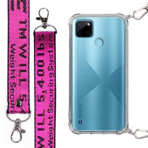 Etui Antishock + Mocna Smycz Fuksja do REALME C25Y