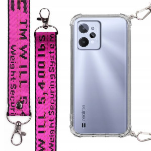 Etui Antishock + Mocna Smycz Fuksja do REALME C31