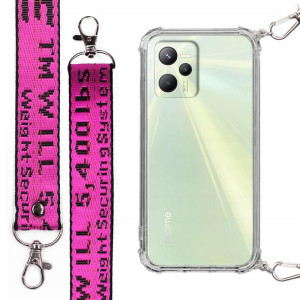 Etui Antishock + Mocna Smycz Fuksja do REALME C35